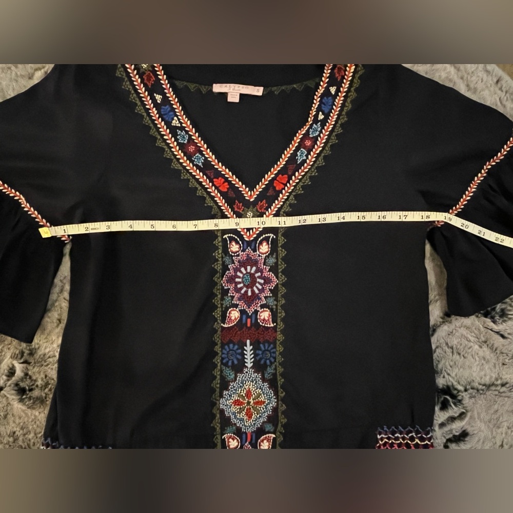 Calypso Saint Barth Silk Embroidered Navy Dress with Floral Accents Mini Small - Picture 10 of 16